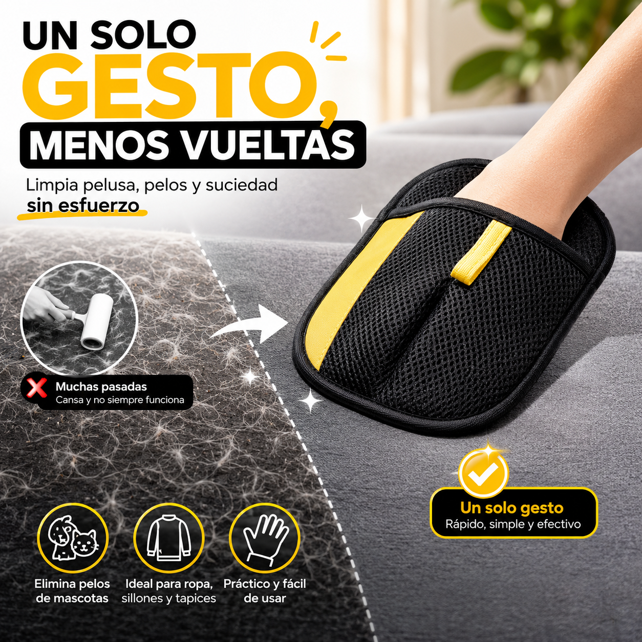 Guante Removedor de Pelos y Pelusas